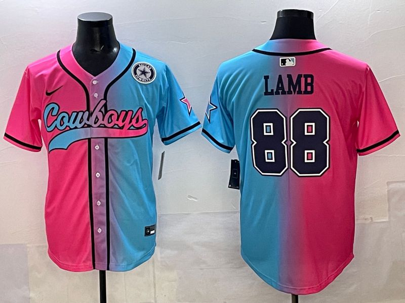 Men 2025 Dallas Cowboys #88 Lamb Blue pink Nike Limited NFL Jersey style 007->los angeles dodgers->MLB Jersey
